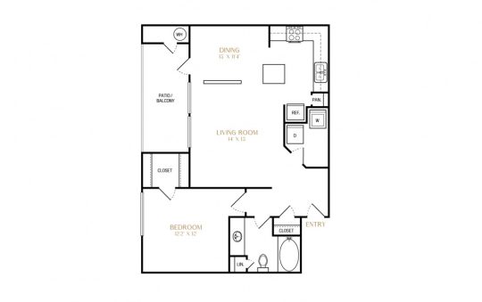 the floor plan for a two bedroom apartment at The Ellwood at Lake Travis