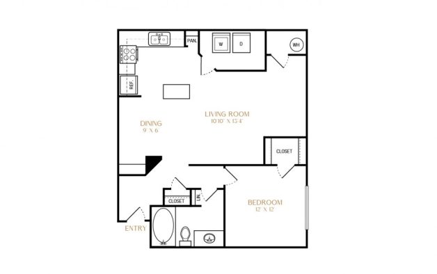 the floor plan for a two bedroom apartment at The Ellwood at Lake Travis