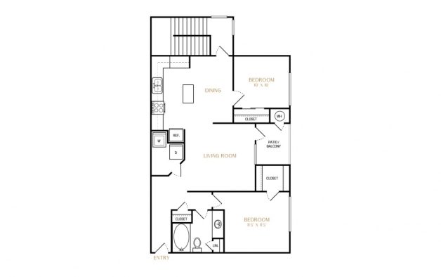 the floor plan for a two bedroom apartment at The Ellwood at Lake Travis