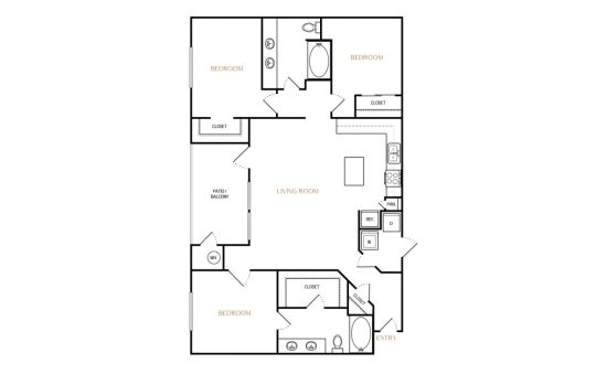 the floor plan for a two bedroom apartment at The Ellwood at Lake Travis