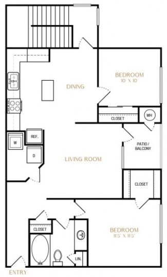 the floor plan for a two bedroom apartment at The Ellwood at Lake Travis
